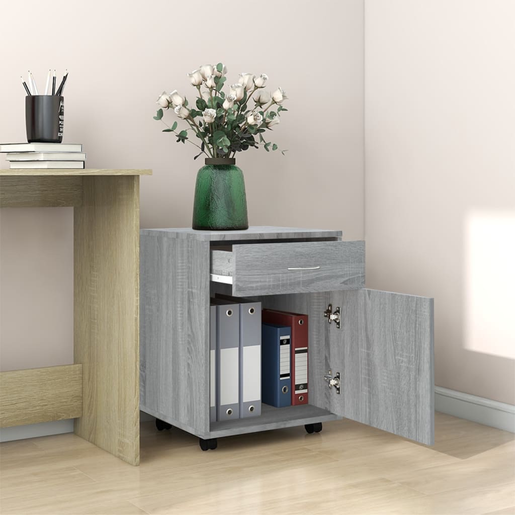 Rolling Cabinet Grey Sonoma 45x38x54 cm Engineered Wood